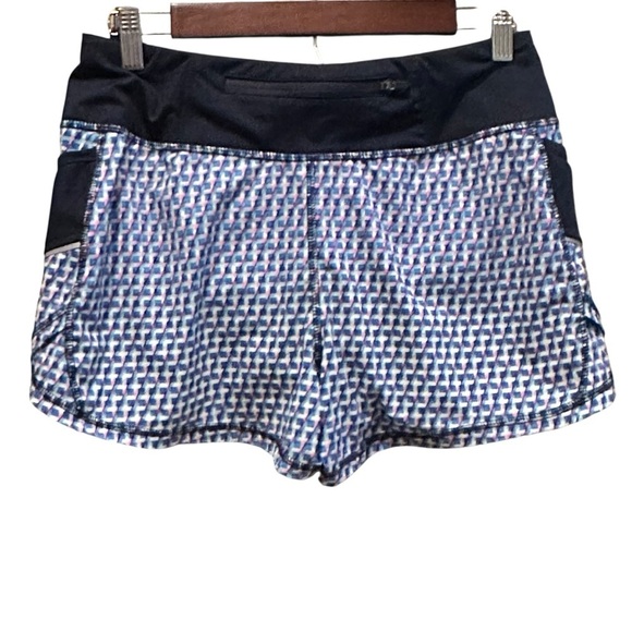 Athleta Ready Set Running Shorts Blue Tone Multi-Color Geo Design Size Small - Picture 7 of 13